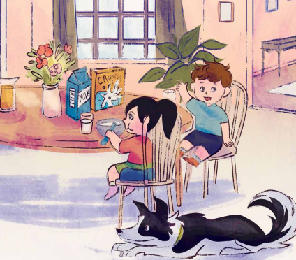 Children reading together in a cozy room